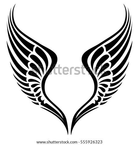 Tribal wing vector silhouette.
