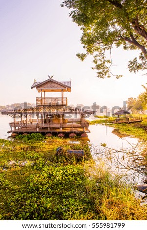 Rest house on water in winter season, Thailand.
