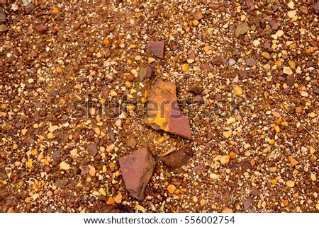 Samples of the rocks  near the Great Northern Highway between Broome and Derby, North Western Australia  with stratified pindan  weathered hard by the rain sun and wind.