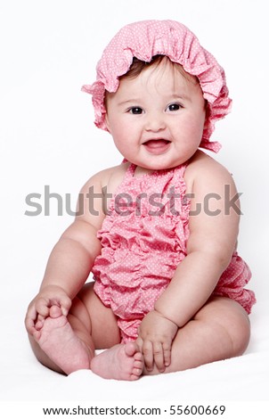 Little girl a on white background. Portrait Royalty-Free Stock Photo #55600669