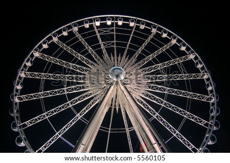 A night picture of an illuminated ferry wheel