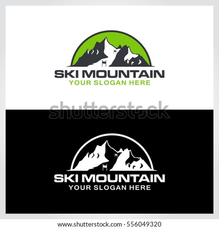 Ski Mountain Logo Template. Vector Illustrator Eps.10