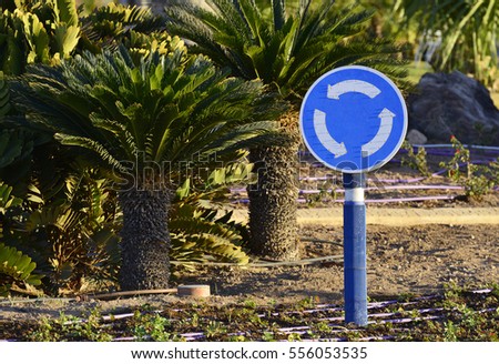 Road sign at a round square in Israel