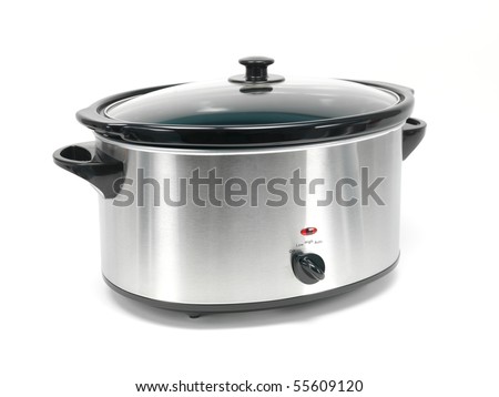 An electric slow cooker on a kitchen bench Royalty-Free Stock Photo #55609120