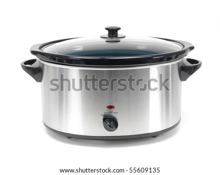 An electric slow cooker on a kitchen bench Royalty-Free Stock Photo #55609135