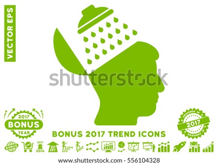 Eco Green Propaganda Brain Shower pictograph with bonus 2017 year trend clip art. Vector illustration style is flat iconic symbols, white background.
