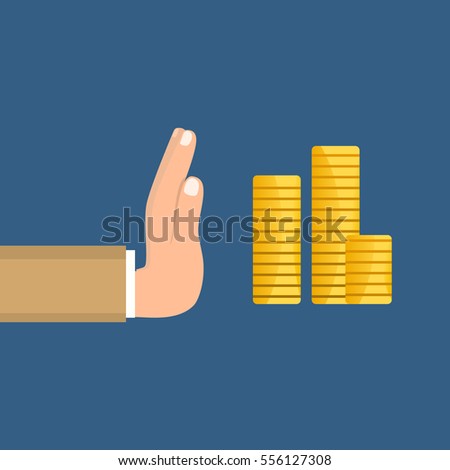 Stop corruption. Businessman refusing the offered bribe vector Royalty-Free Stock Photo #556127308