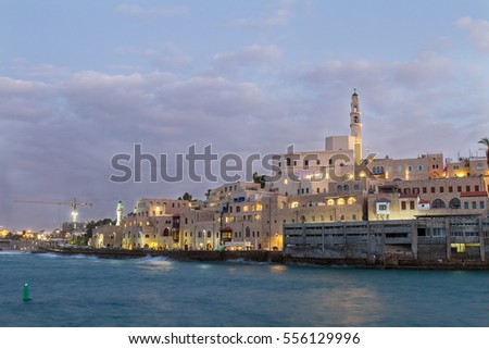 Beautiful photos of the evening Jaffa from the sea. Israel