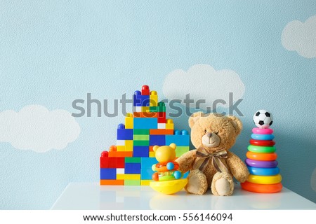 children's toys collection. Royalty-Free Stock Photo #556146094