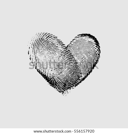 Fingerprint Heart - vector isolated love symbol for save the date, marriage and wedding invitation Royalty-Free Stock Photo #556157920