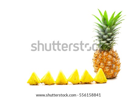 Isolated of pineapple fruit sliced on white background
