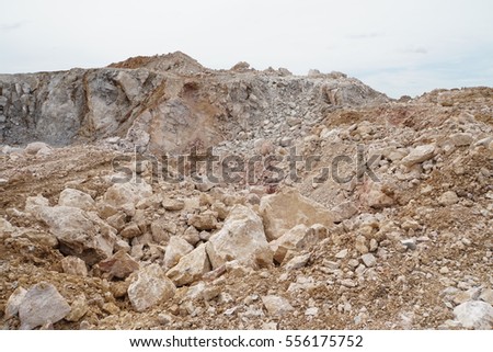 Pile of limestone in quarry