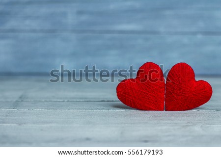 Love hearts on wooden texture background. Valentines day card concept. Heart for Valentines Day Background.
