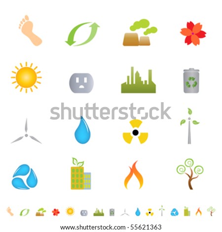 Green environment related icon set
