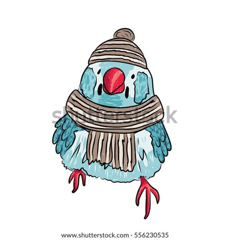vector cute bird warm dressed in winter season. EPS