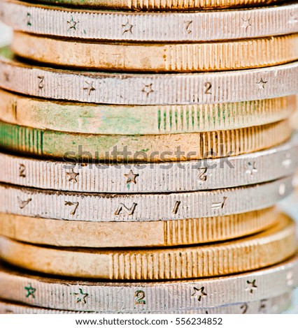 Money. Euro coins, close up