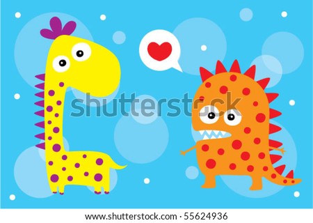 cute dinosaur couple love