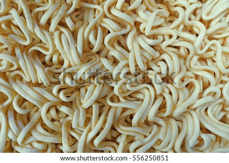 Texture of instant noodles uncooked, Dry keep for scald the hot water, Testy fastfood, Close up