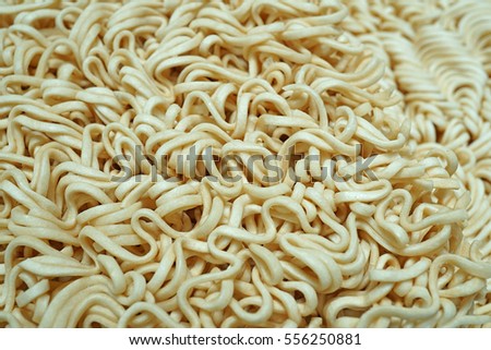 Texture of instant noodles uncooked, Dry keep for scald the hot water, Testy fastfood, Close up