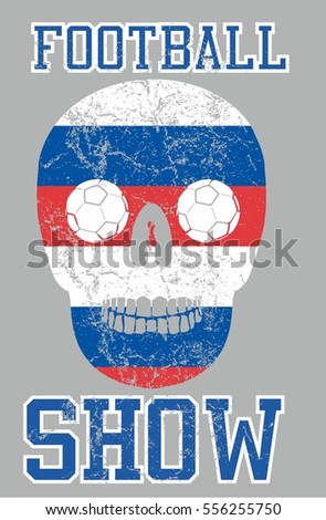 Russia flag and skull graphic design vector art