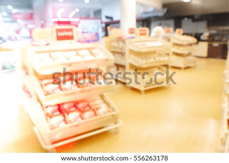 Picture blurred  for background abstract and can be illustration to article of supermarket shelf