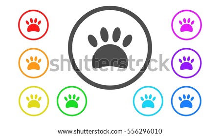 set of icons in color,illustration,paw