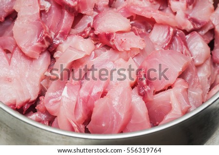 sliced fish, fresh seafood fish fillets