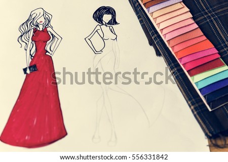 Fashion Clothing Design Drawing concept
