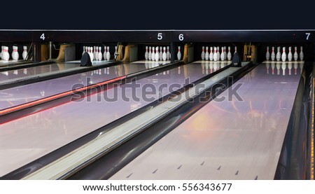 bowling alley with pins