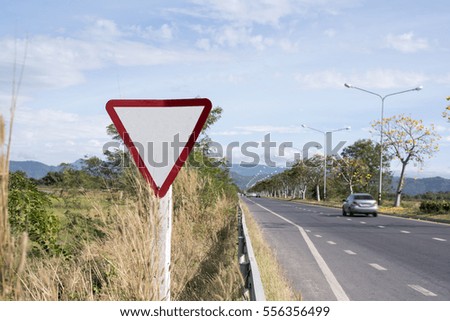Sign on the Road,Empty Sign on the Road,Blank,Caution Yellow Warning Type Road Sign