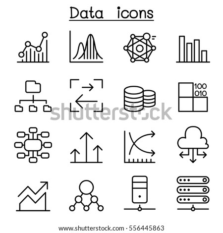Database , Data & Graph icon set in thin line style Royalty-Free Stock Photo #556445863