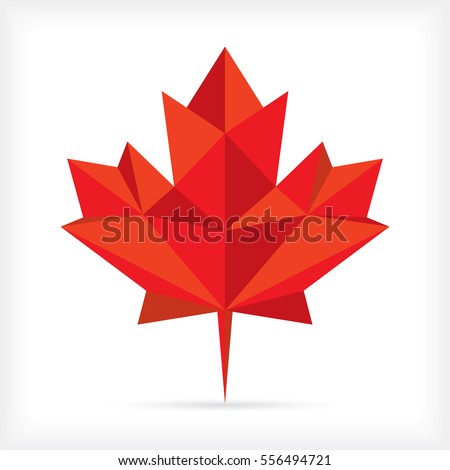 A low polygon style maple leaf in vector format. This stylish symbol is an iconic representation of Canada. Royalty-Free Stock Photo #556494721