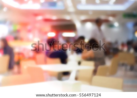 Blurred  background abstract and can be illustration to article of People Tables and chairs in restaurant