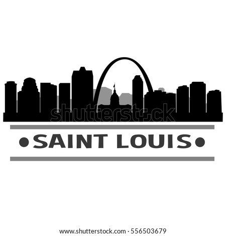 Saint Louis Skyline Silhouette. Cityscape Vector Famous Buildings Clip Art Design.
