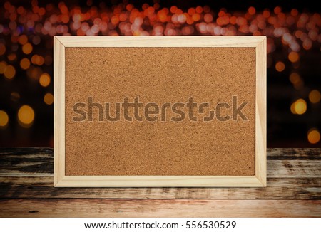 frame board on flooring wood bokeh background