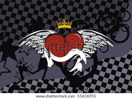 winged heart background in vector format