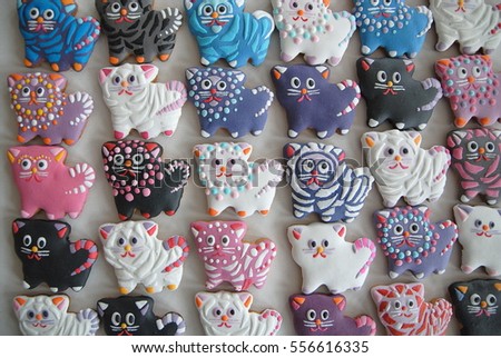 Animal art , cat cookies 
