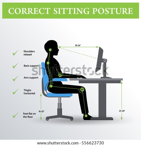 Ergonomics. Correct sitting posture Royalty-Free Stock Photo #556623730