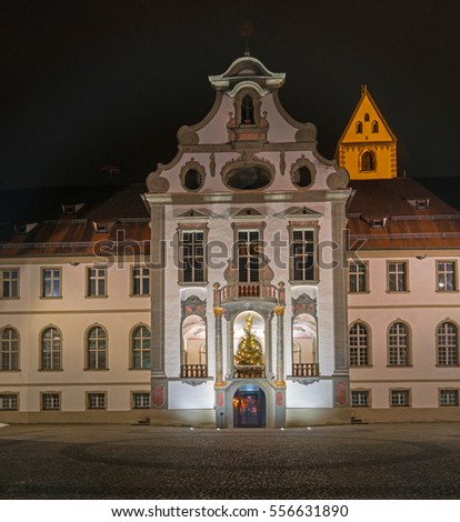 Fussen - January 25: Historic Center of town Fuessen, during winter season. 25 January 2016 in Fussen, Bavaria, Germany