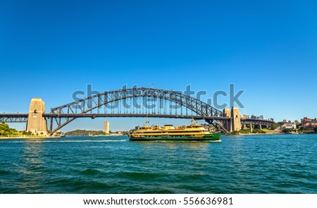 City ferry under the Sydney Harbour Bridge - Australia, New South Wales