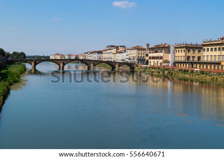 travel to Italy - Arno River with Ponte alla Carraia bridge in Florence city