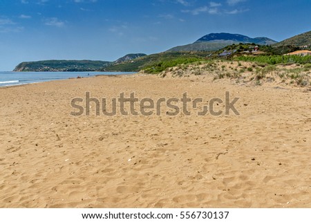Panorama of Kamina beach in Kefalonia, Ionian Islands, Greece