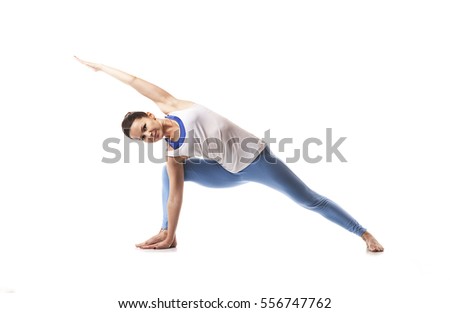 yoga and gymnastics. young girl engaged in yoga.