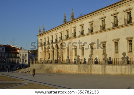Front facade of Alcobaca monastery in Portugal