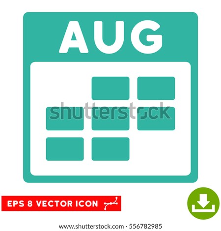 August Calendar Grid icon. Vector EPS illustration style is flat iconic symbol, cyan color.