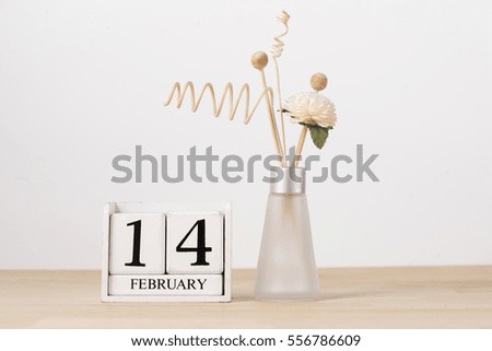 February 14 Calendar Wooden Cube. Valentine's Day