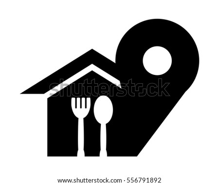 restaurant spot marker black silhouette pin locate path image vector icon logo symbol