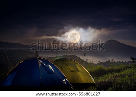 camping and travel in Northern part of Thailand on Winter at Full Moon.