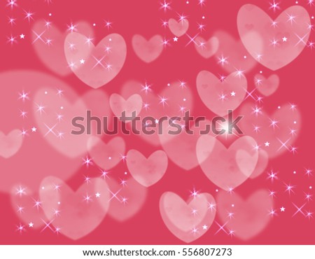 Valentines day abstract background with bokeh lights and stars