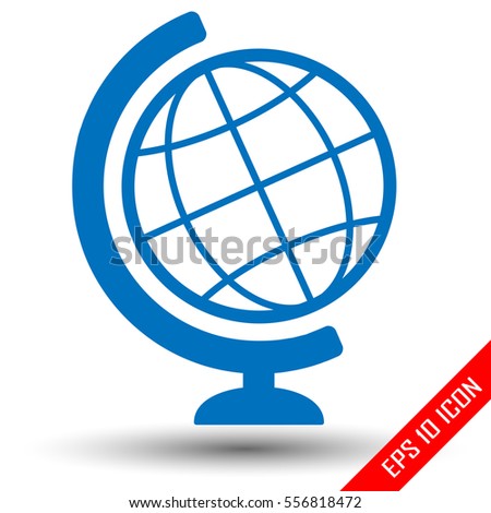 Globe icon. Simple black logo of globe. Globe flat picture isolated on a white background. Vector illustration